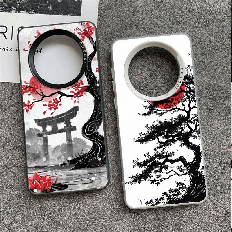 Japanese Minimalist Pine Tree Soft Phone Case for Xiaomi Redmi Note 13 14 15 Pro Plus 12S 12 11S 11 11T 10S 10 Shockproof Cover