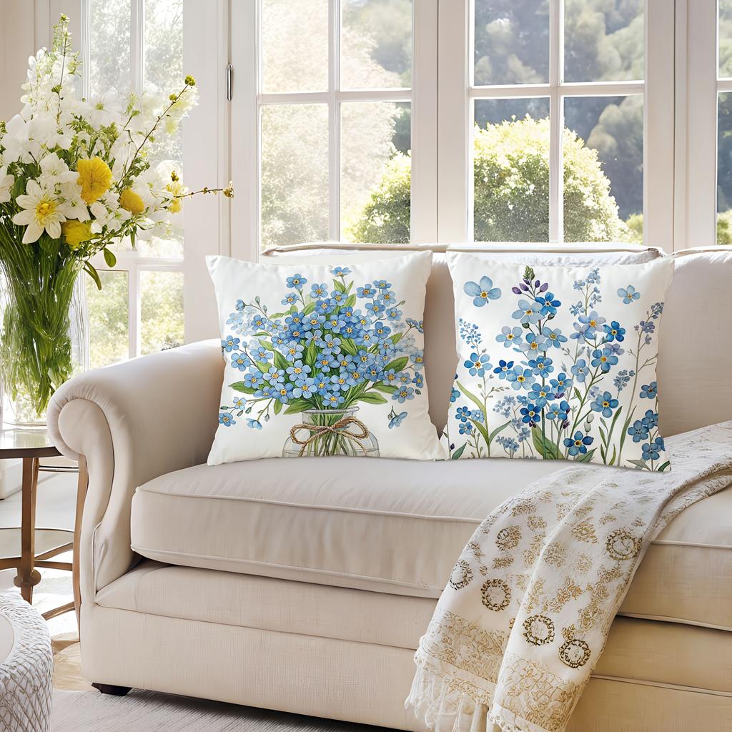 Watercolor Floral Pattern Pillowcasebedroom Living Room Sofa Home Decor Polyester Cushion Cover With Zipper