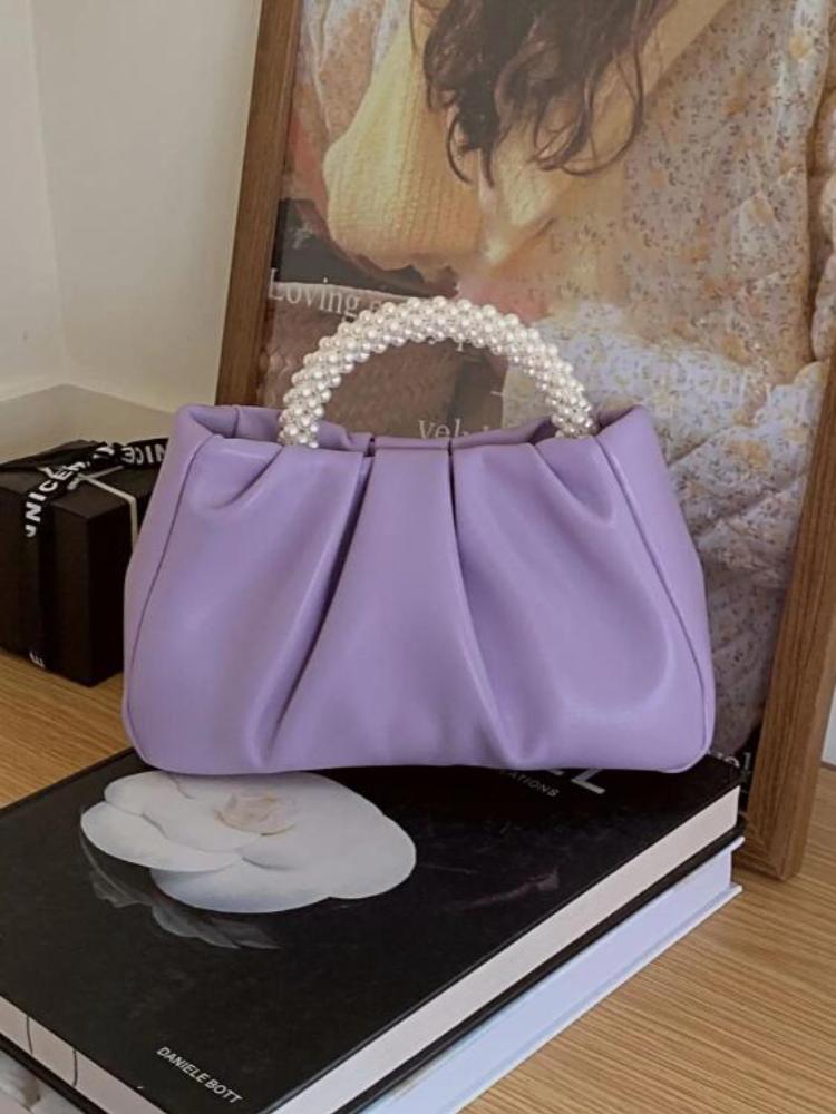 Henkeltaschen für Damen  Neue Süße Mädchen Mode Handtaschen Schlichte Damen Plissierte Leder Umhängetaschen Damen Abendtaschen
