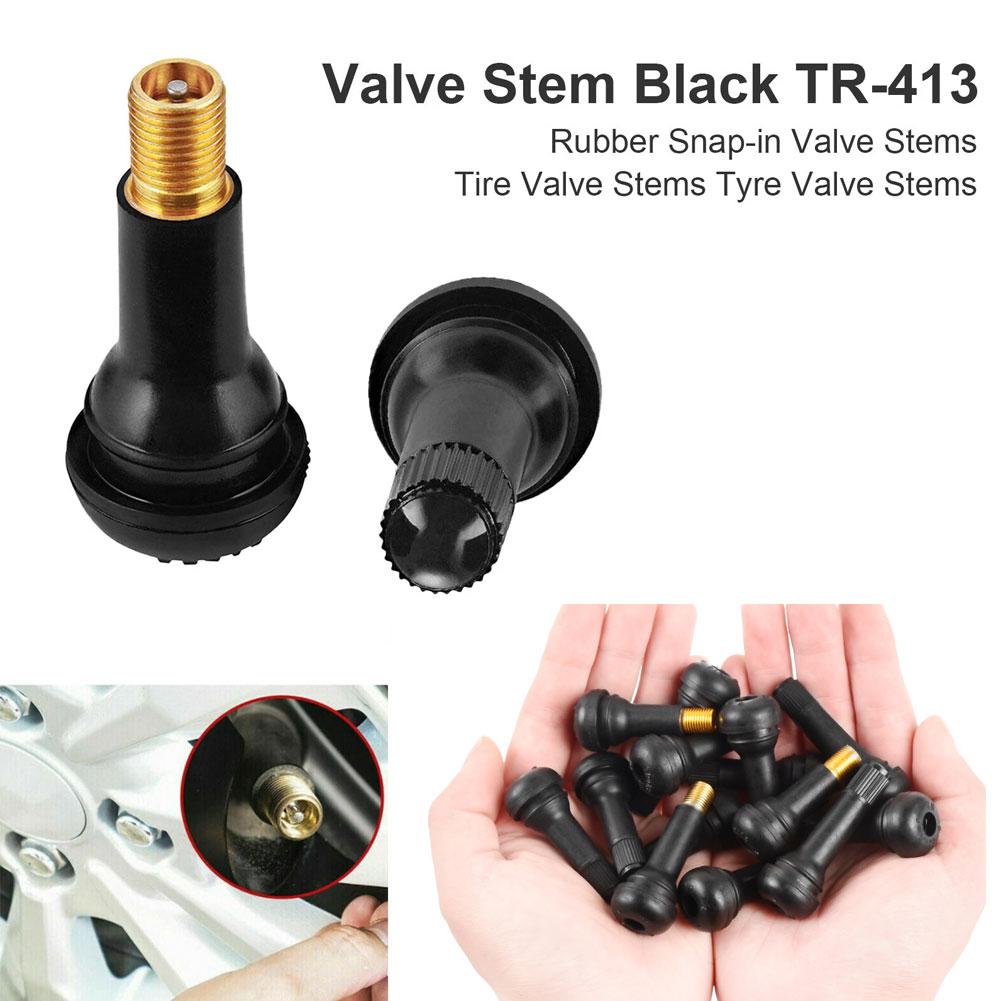 TR413 TR414 Tire Valve Stems 10Pcs Tubeless Car Tire Caps Rubber Valves Valve With Replacement Dust Tire Snap-in Y3C7