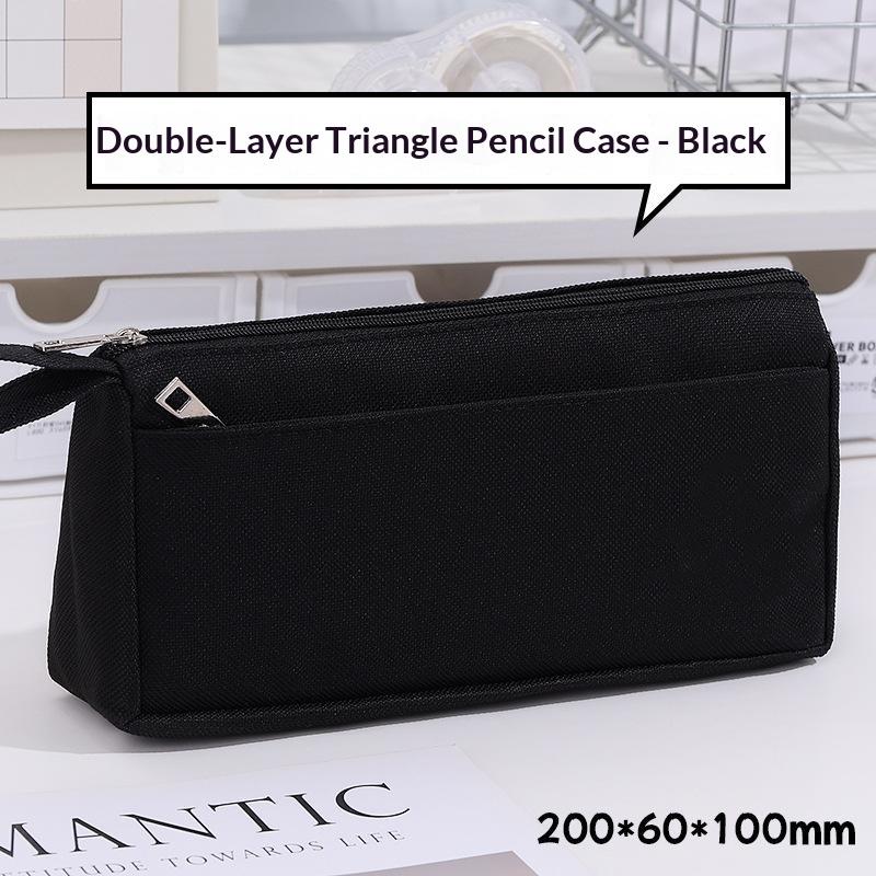 Black Oxford Fabric Pencil Case Large Capacity For Minimalist Student Stationery Storage Creative Stationery Storage Bag