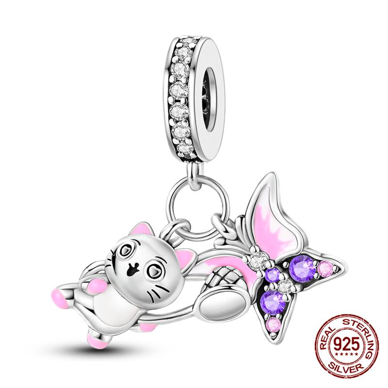 Fit Charms Fororiginal Bracelets And 3Mm Bracelets Cat Pendant Under The Mooncopper Jewelry Making For Women Gift