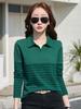 2025 Spring/Autumn Striped Cotton Slim-fit Lapel Polo T-shirt