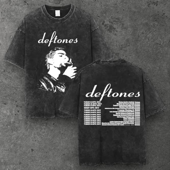 Mens Rock Band Portrait Oversized T Shirt Washed Black Grunge Aesthetic S-3XL S