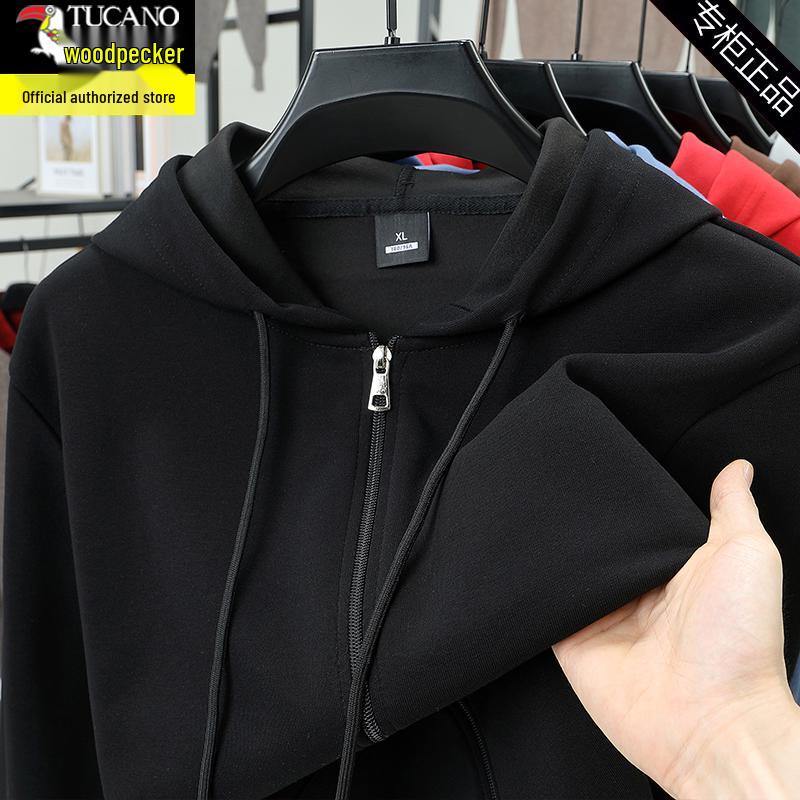 

Men s Solid Color Thick Warm Woodpecker Cardigan Hoodie for Spring, Autumn, and Winter. M for 90-110 lbs
