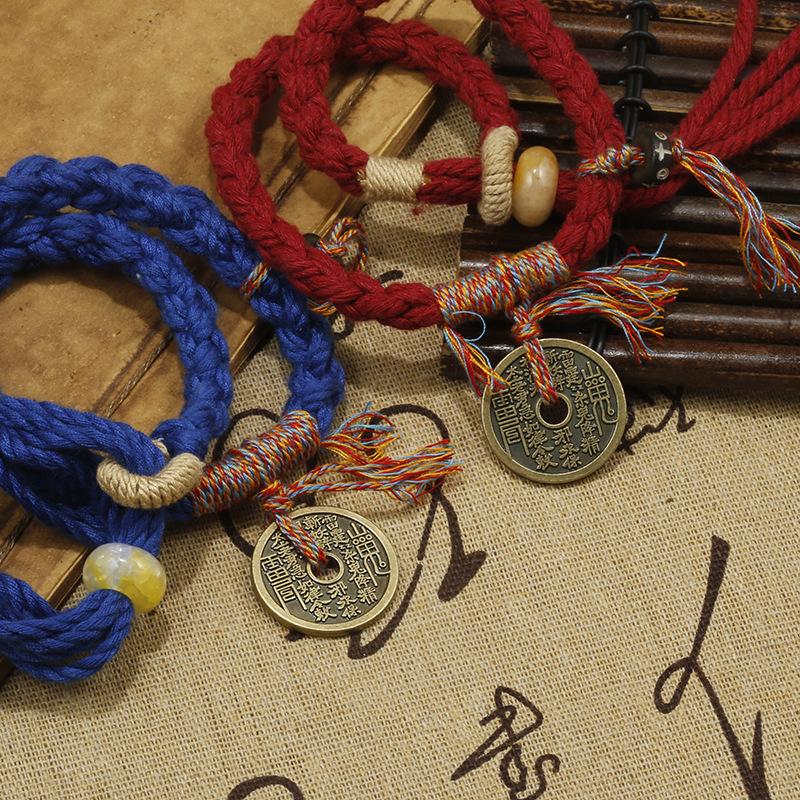 Chinese Mountain Ghost Spend Money Bracelet National Wind Tibetan Hand Woven Couplelucky Red Bracelets Bang Rope Bangles