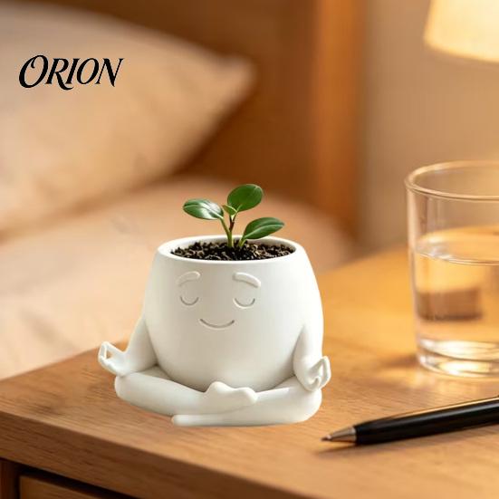 Meditation Figure Succulents Pot Sit In Planter, Cute Zen Flower Pot, 3D Printed Small Durable PLA Plant Holder for Cacti, Home Office Desktop