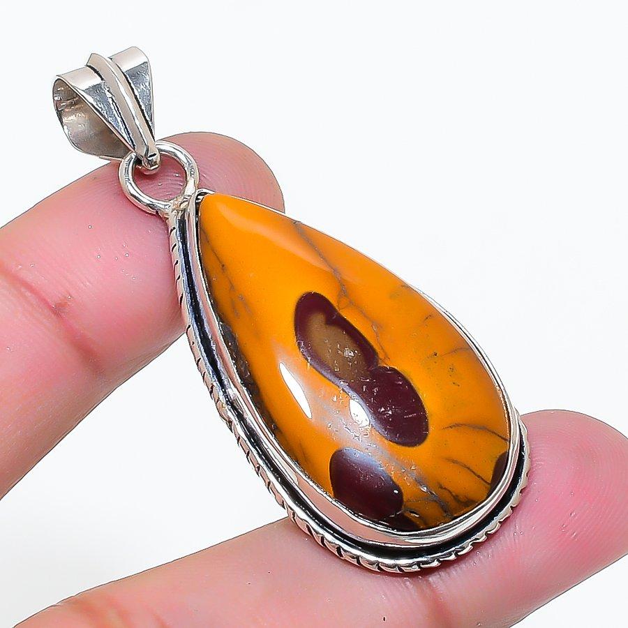 Natural Mookaite Gemstone Handmade 925 Sterling Silver Pendant 1.97" AP-15195
