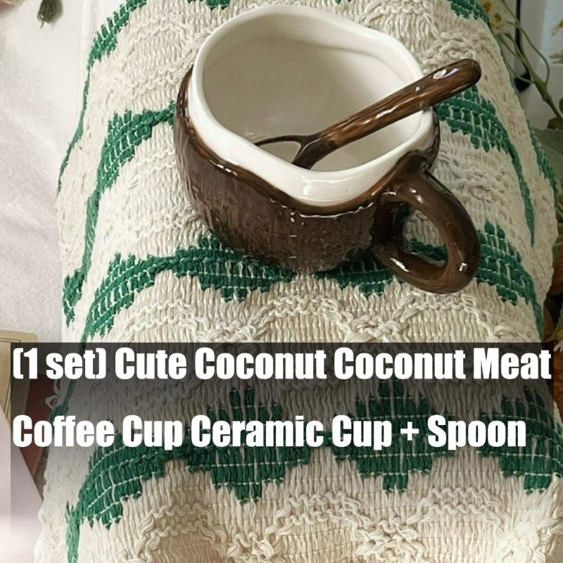 Tazza da Caffè a Forma di Guscio di Cocco Fatta a Mano Tazza in Ceramica per Bevande Calde Lavabile in Lavastoviglie Facile da Pulire Decorazioni per la Casa