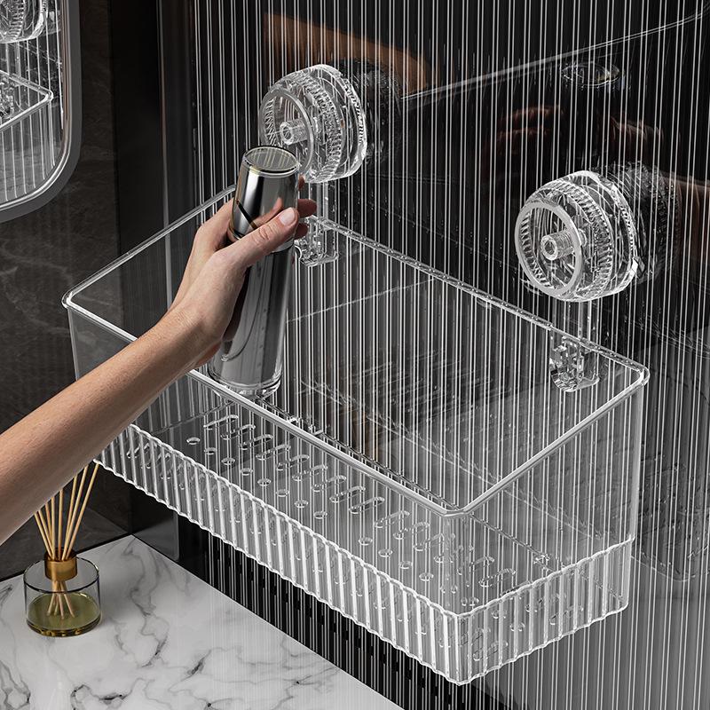 Elegant Faucet Suction Cup Storage Rack for Bathroom Cosmetics and Washbasin Essentials