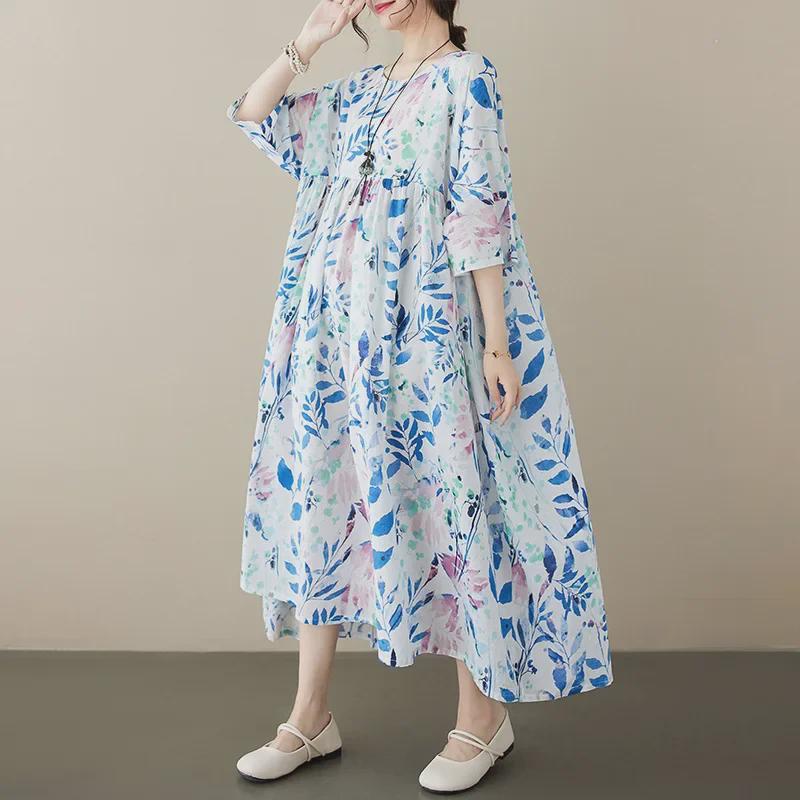 2023 Summer Pastoral Flowy Fairy Plus Size Women's Short Sleeve Dress