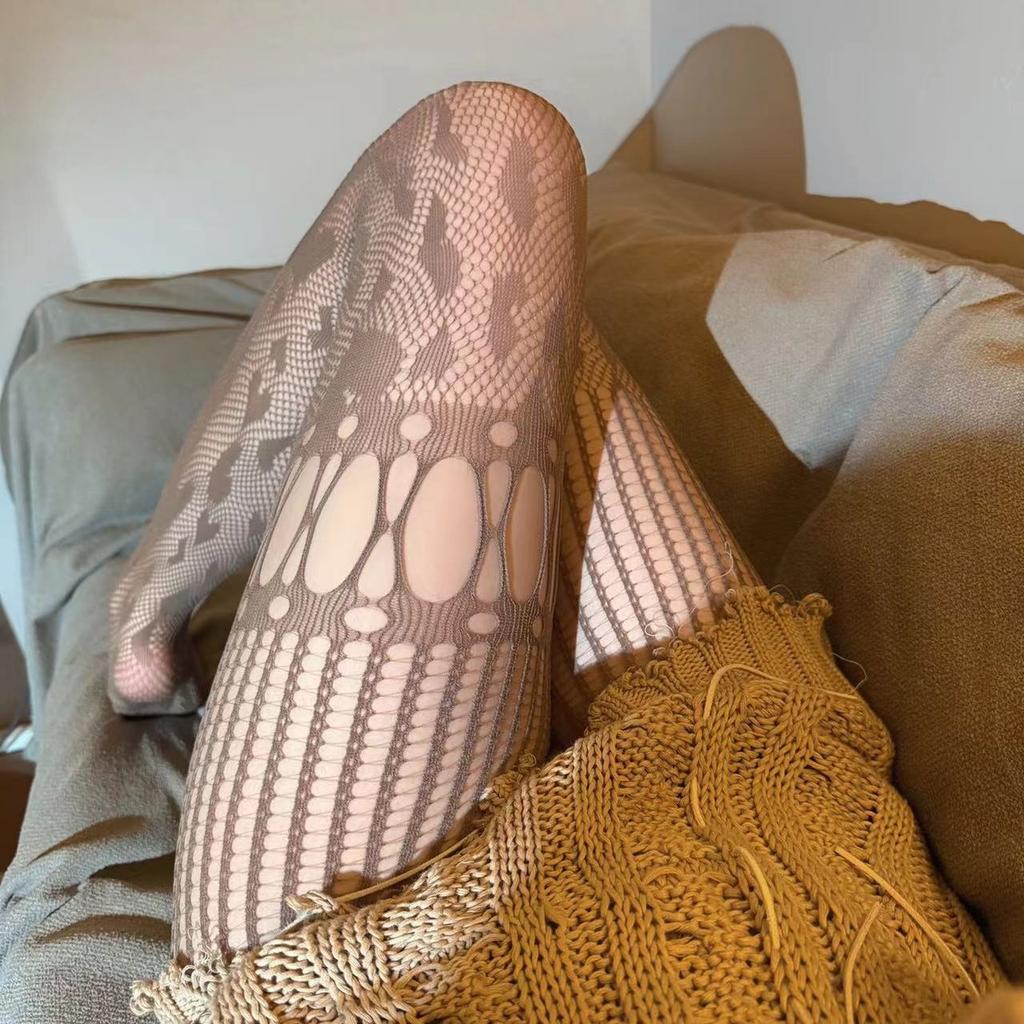 Schwarze Sexy Mädchen Fischgrätstrümpfe Spitze Strümpfe Jacquard Spitze Durchbrochen Gothic Punk Lolita Strumpfhosen Elastizität Strümpfe