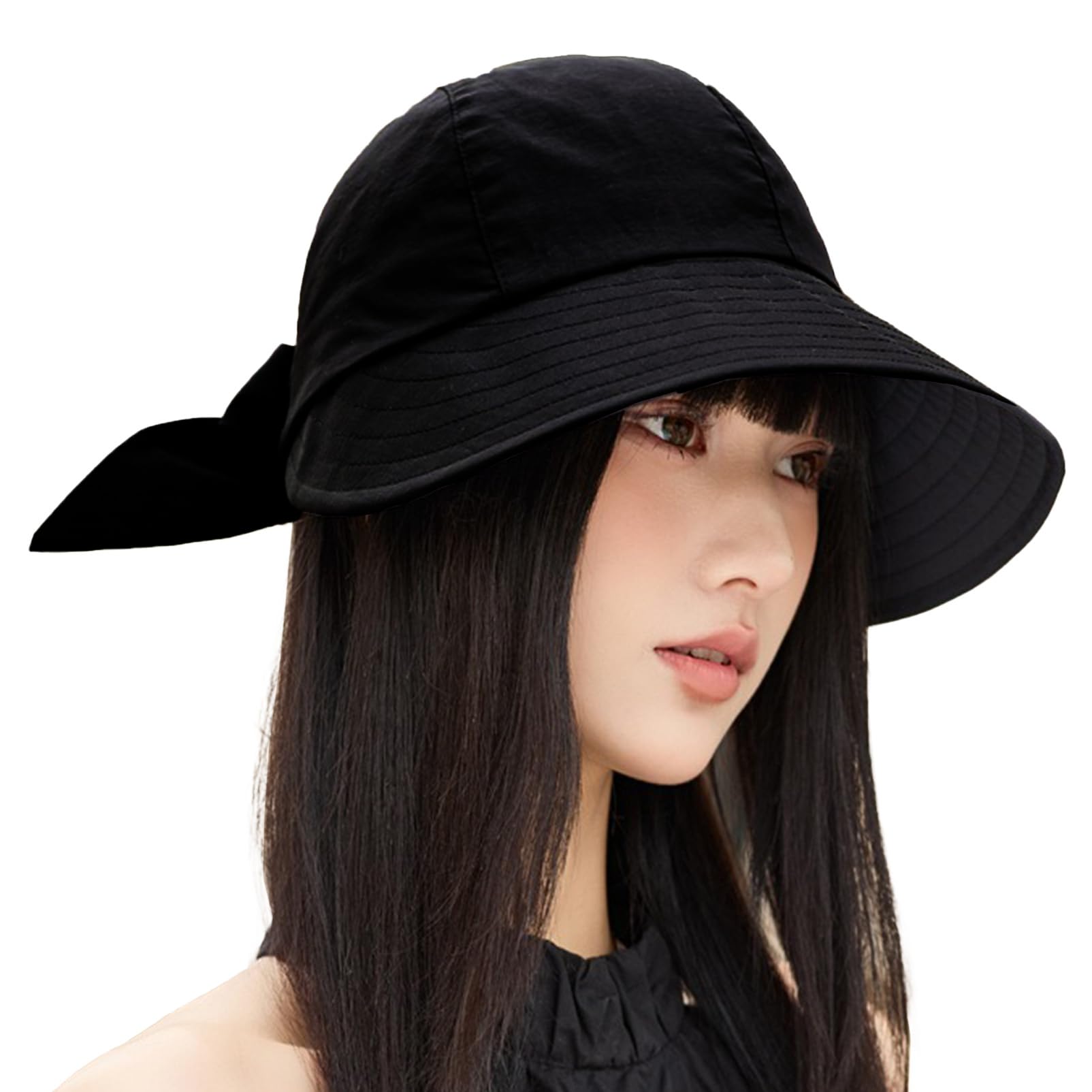 

UV Wide Deep Sun with Chin Strap [COZENTA] Women s Hat, Cap, Protection, Brim, Fit, Protection, (Black) чёрный
