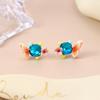 Personalized French Mori Enamel Dripping Oil Niche Bow Earrings Summer Jewelry Three-dimensional Color Stud Earrings
