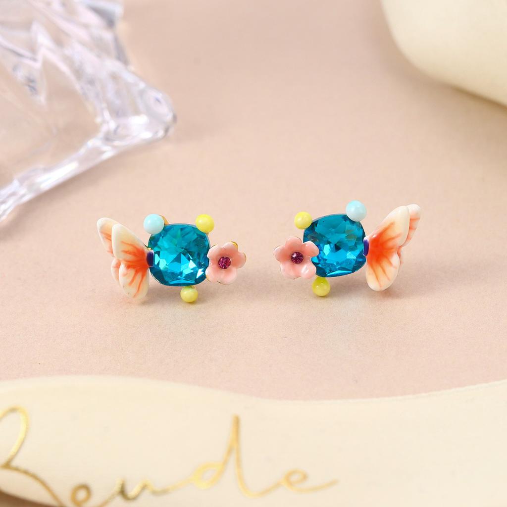Personalized French Mori Enamel Dripping Oil Niche Bow Earrings Summer Jewelry Three-dimensional Color Stud Earrings