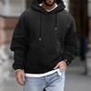 Men S Casual Hooded Pullover Sweatshirt Jacquard Solid Long Sleeve Loose Fit
