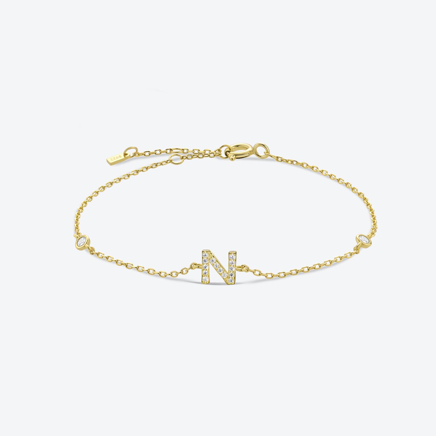 

ANDYWEN браслет из стерлингового серебра 925 пробы с позолоченным монограммой и начальной буквой, женские роскошные ювелирные изделия M