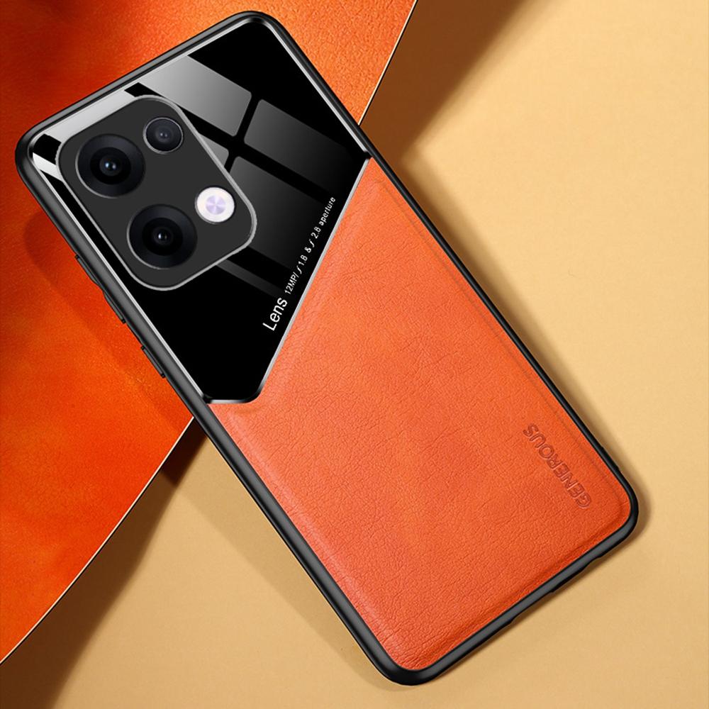 

For Oppo Reno13 5G (Global) Case Leather Coated PC+TPU Phone Back Cover Red