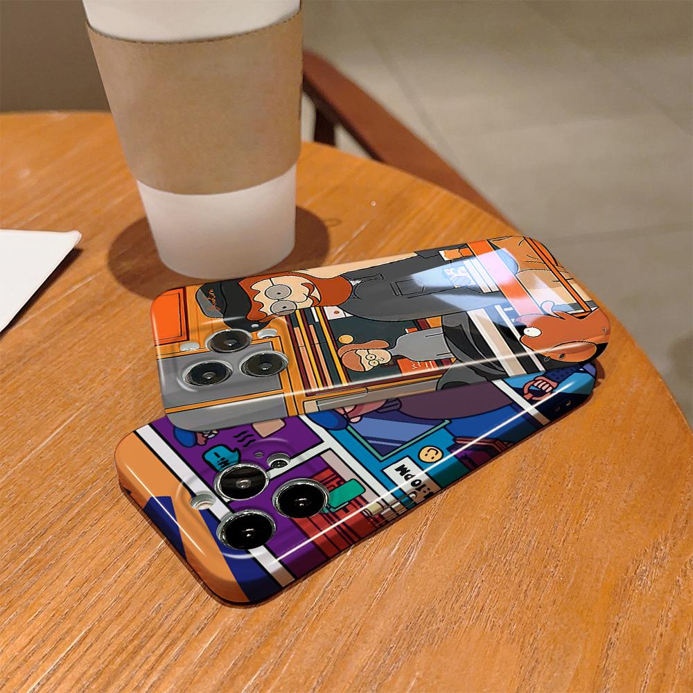 For iPhone 16 Samsung S23 S22 A13 A23 A52 A33 Huawei Honor Xiaomi Redmi OPPO Vivo Cartoon Old Man Design Full Lens Protect Hard Shockproof Back Case