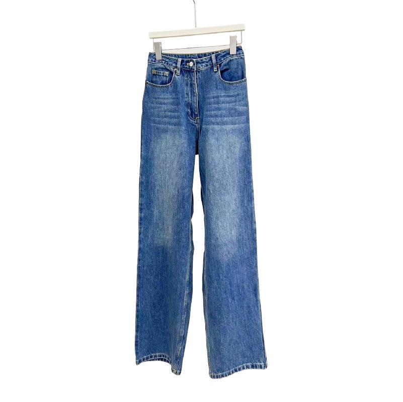 

Весна/Лето 2025 Джинсы с высокой посадкой, винтажного голубого цвета, прямого кроя Medium