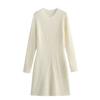 Fall and Winter New Arrival Base Sweater Dress Women's Sunken Stripe Textured Round Neck Long Sleeves Silm Knitting Dress 1191539