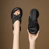 Retro woven hollow cool slippers women's summer wear new fashionable versatile breathable thick heel one-word drag