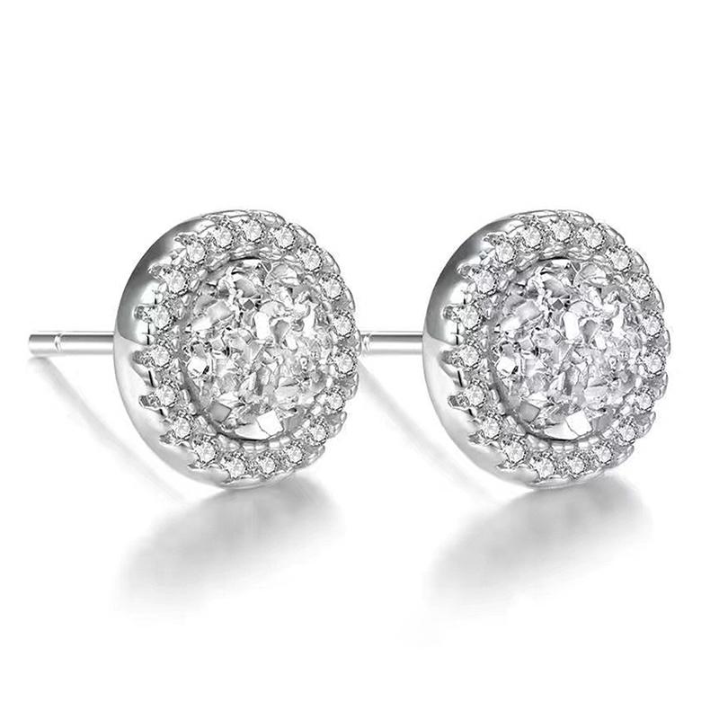 Shattered Zircon Stud Earrings For Men Boys Titanium Steel Round Small Earrings Minimalist Jewelry Gifts