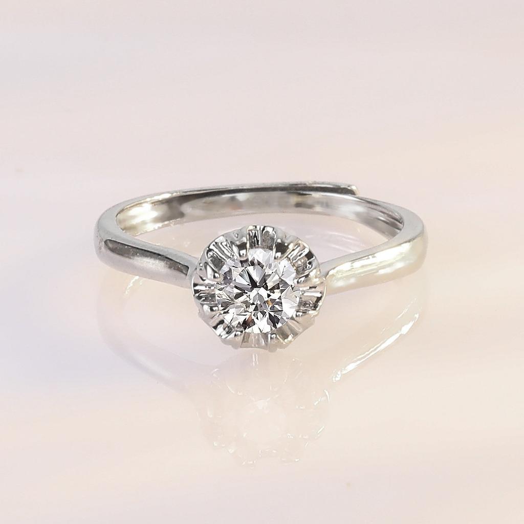 925 Sterling Silver Simple Style Simulated Diamond Ring for Women Cross Border Minimalist Fashion Index Finger Engagement Ring
