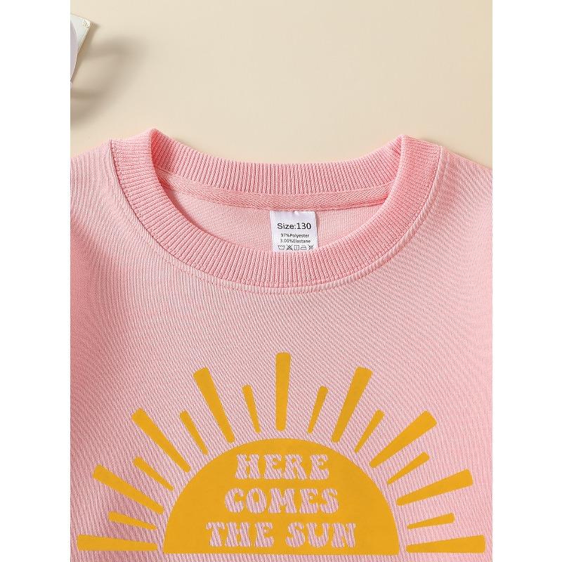 Here Comes The Sun 2026 New Girls' Long-sleeve Casual Crewneck Sweatshirt, Suitable for Outdoor Sports and Casual