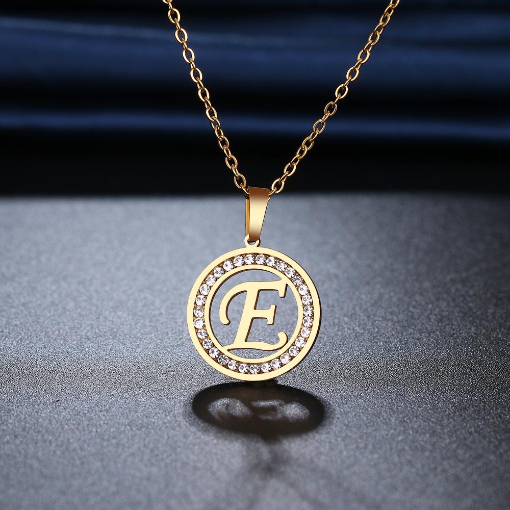 316L Stainless Steel 26 Letters A-Z Necklace NEW Crystal Rhinestone Necklaces for Women Wedding Valentine's Day Gifts