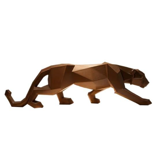 3D Printed Cheetah Figurine Faceted Cheetah Compact Geometric Sculpture