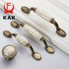 KAK Marble Lines Ceramic Cabinet Handles Zinc Alloy Drawer Knobs Wardrobe Door Handles Antique Bronze European Furniture Handle