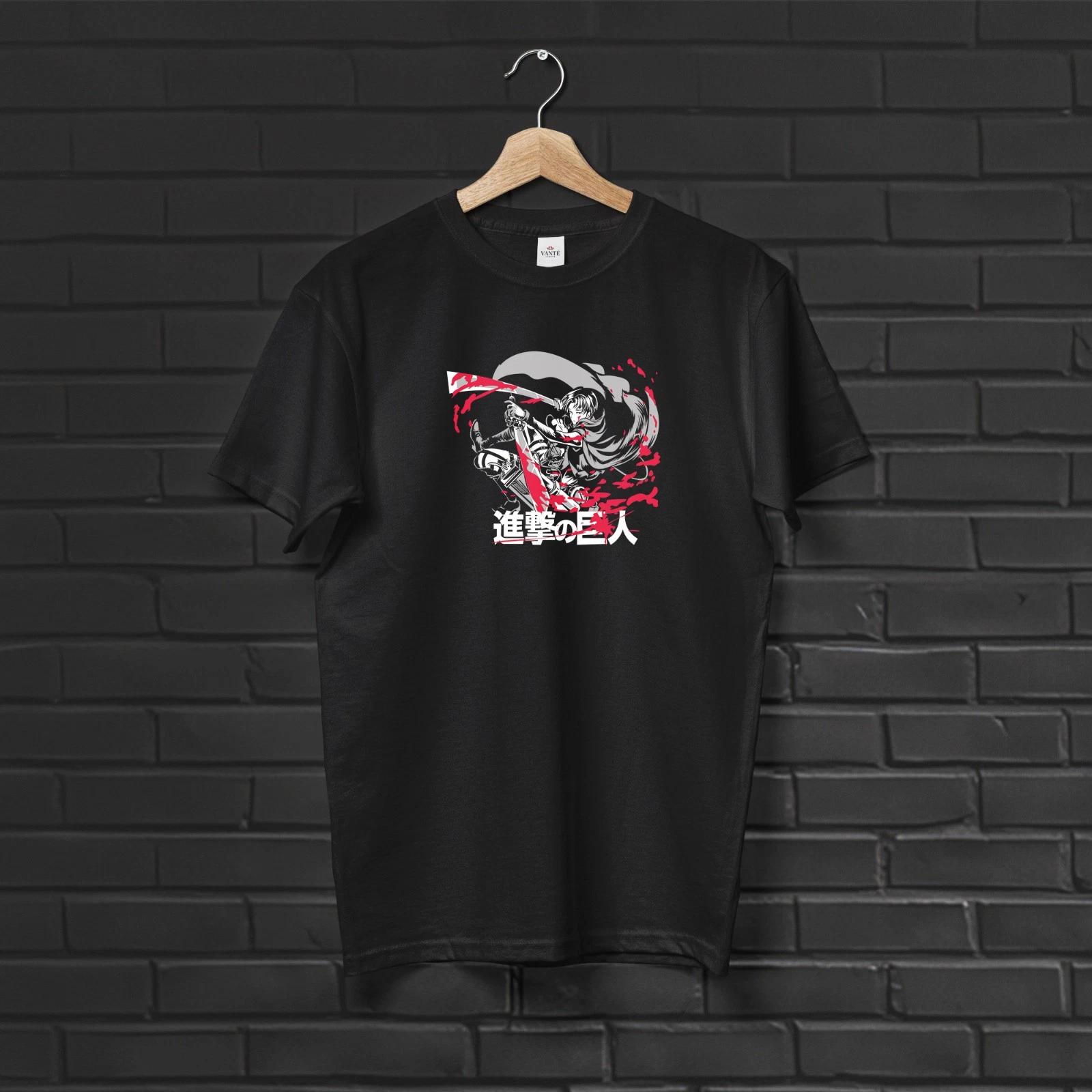 Levi Ackerman Graphic Anime T-Shirt Men Unisex Casual Cotton Summer Outfit Tee 2XL