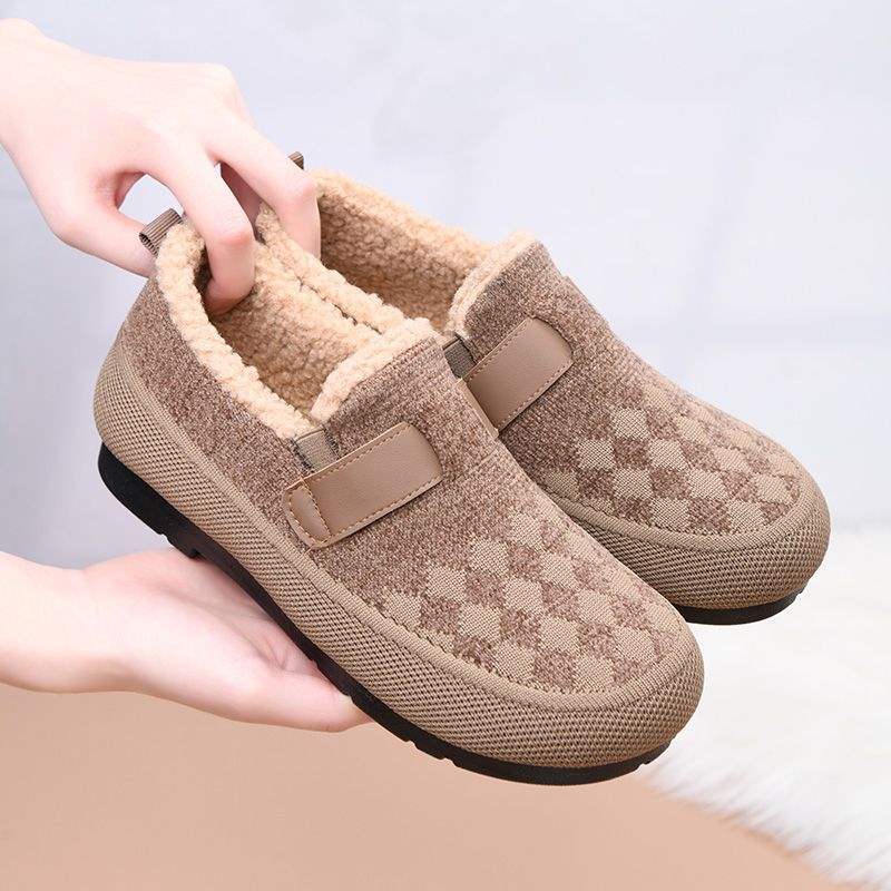 

Winter velvet elastic boots lazy one pedal design non-slip thickened warm women s elastic short boots versatile 41