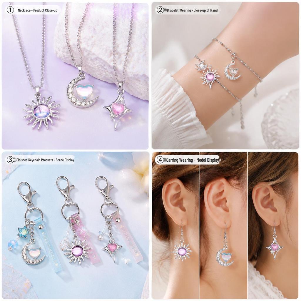 Star & Moon Alloy UV Resin Pendant: DIY Earring & Necklace Accessory