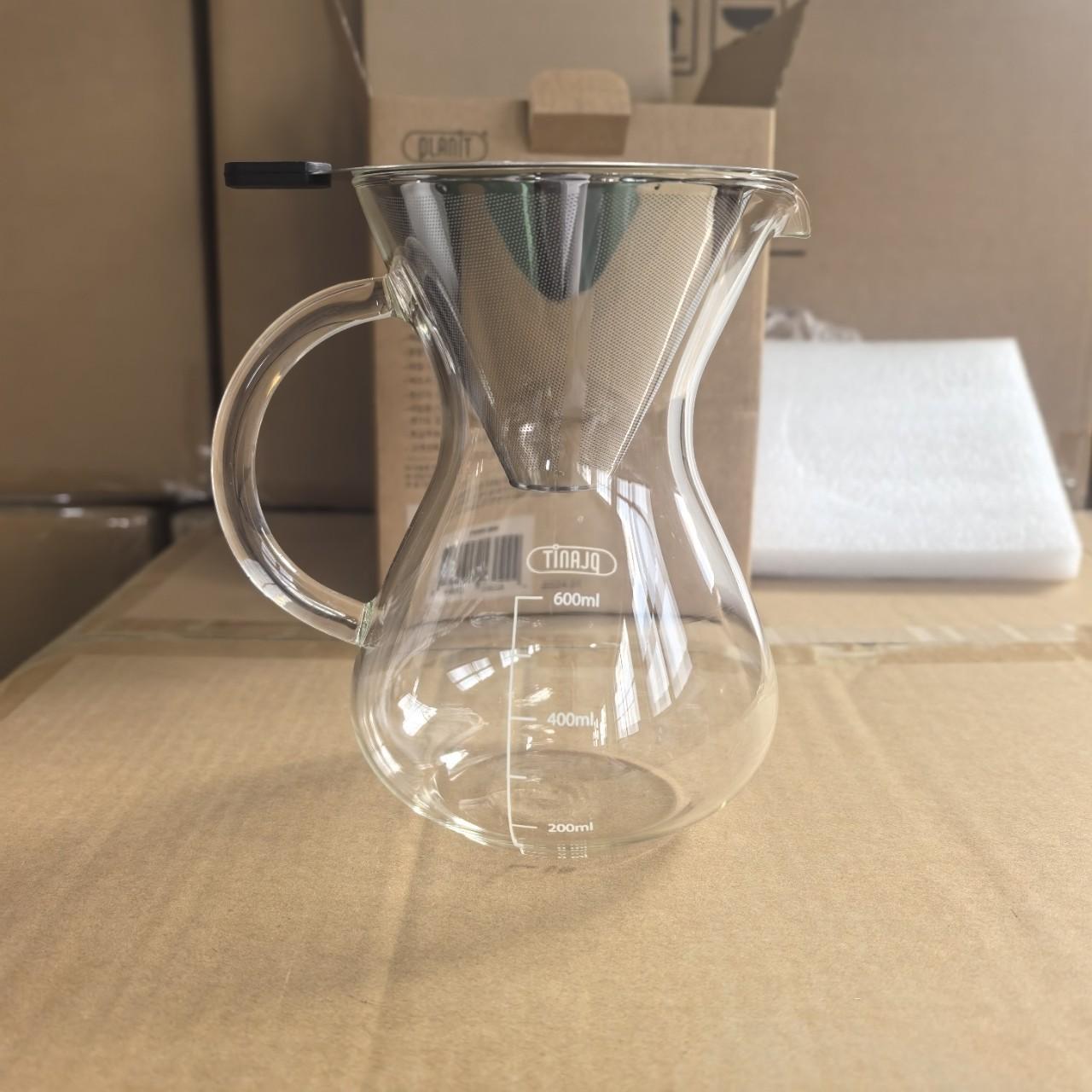 Высокоборосиликатное стекло Pyrex с ручкой кофейник pour-over кофейник с мерной шкалой общий кофейник кофейник  Облако Мокко  нержавеющая сталь