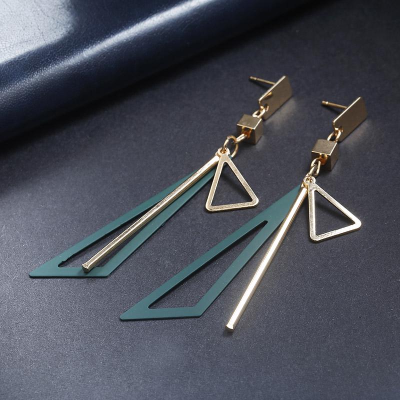 Orecchini pendenti geometrici coreani color verde a forma di fiore per donna petali rotondi a cuore foglia metallo brincos gioielli da matrimonio festa regalo