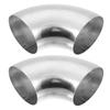 X Autohaux 2 Pc 1.25" 90 Degree Stainless Steel Car Exhaust Elbow Pipe 0.06" Thickness