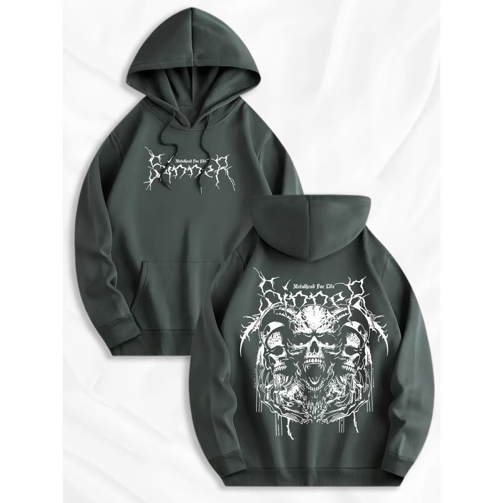 Men's Fashionable Printed Hoodie with Kangaroo Pockets and Front and Back Prints, Trendy Design, Preferred for Casual Wear
