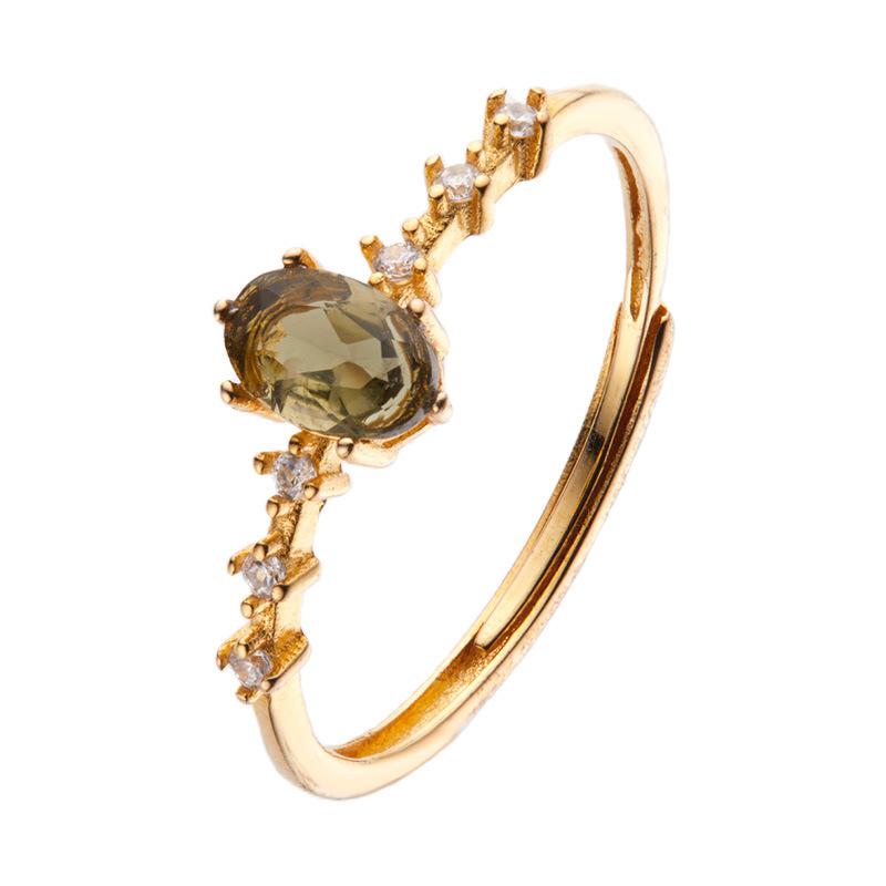 S925 Sterling Silver Inlaid Natural Colored Jewelry Ring Women S High-End Jewelry