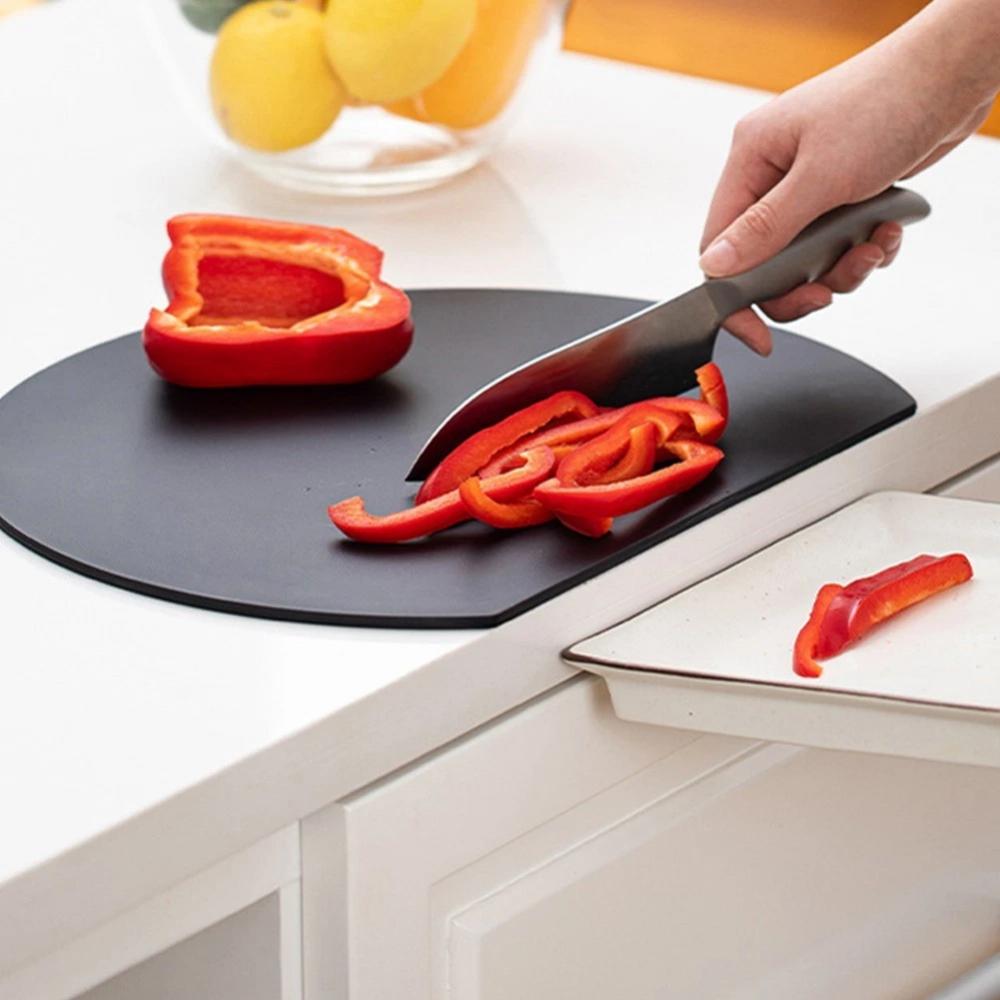 TPU Double-sided Flexible Cutting Board, Anti-slip Rubber Semi-circular Cutting Board Pad, BPA-free, Knife-free, Non-toxic, Dish