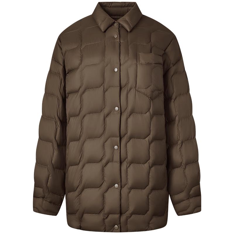 

Куртка пухова жіноча легка оверсайз з коміром сорочкового типу S