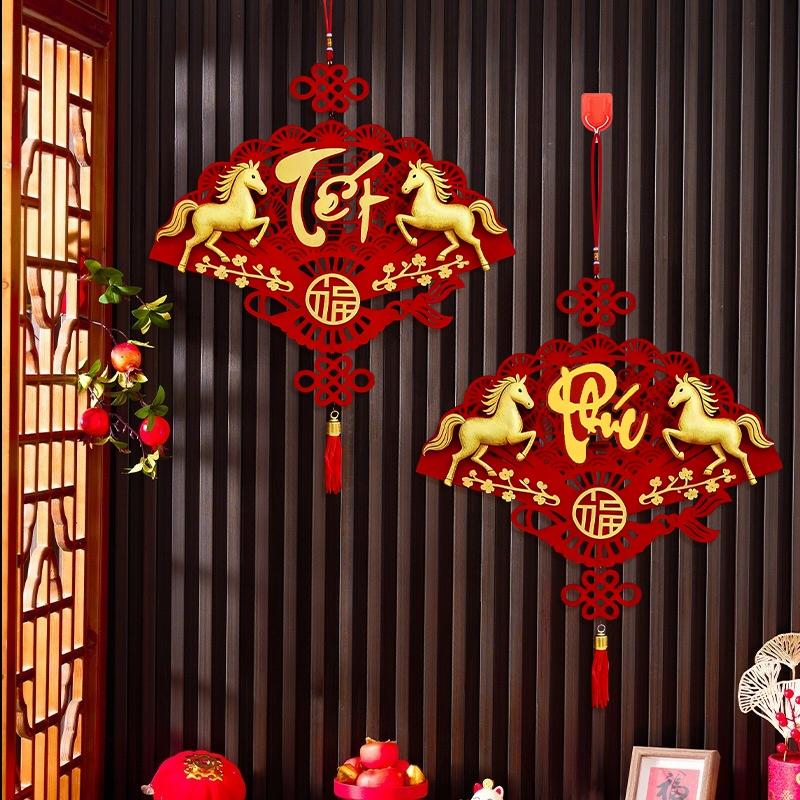 Chinese New Year Tet Decoration 2026 Vietnamese Red Hanging Pendants with Tassel Spring Festival Door Wall Hanging Ornament