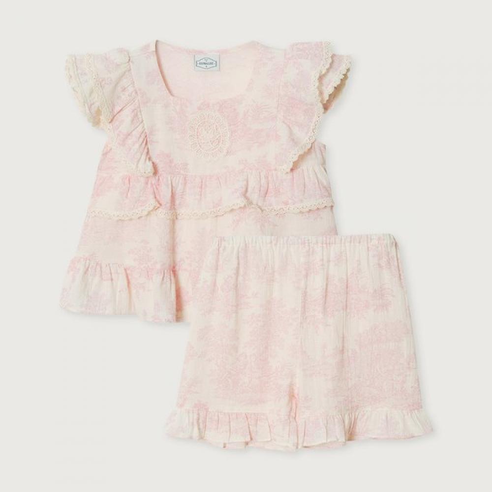 Lunaluz Girls Sleeveless Two Piece Pajamas Elize pink pattern/S