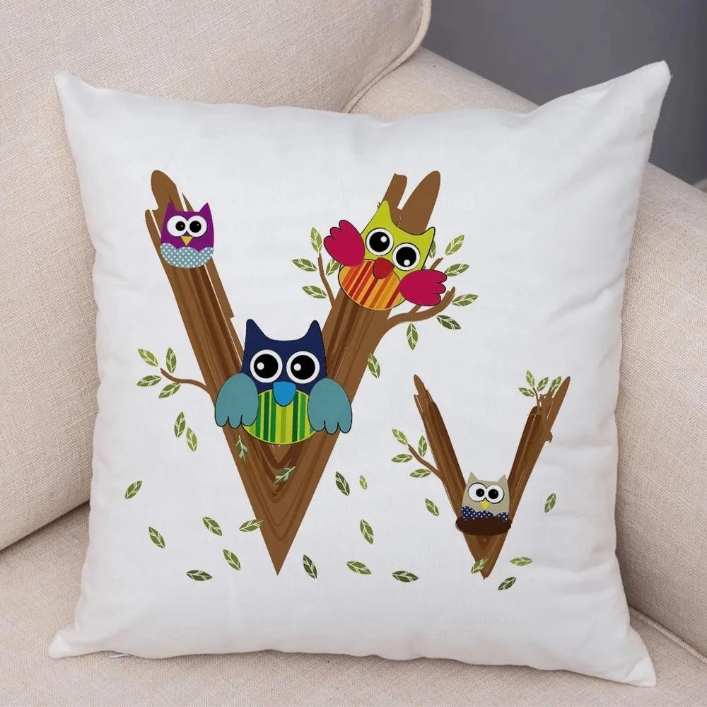Owl Letter Decorative Pillowcase Car Ornaments Office Living Room Sofa Home Pillowcase
