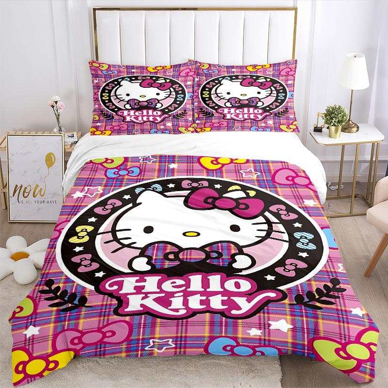 3pcs Hello Kitty Bedding Set. Soft and Comfortable with No Core Included (1x Duvet Cover + 2x Pillow Covers) Yy251031087