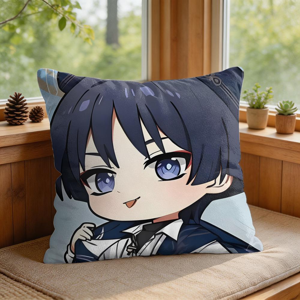 Wanderer Cute Genshin Impact Cushion Cover Square Short Plush Pillow Case Living Room Sofa Home Decor Funda X