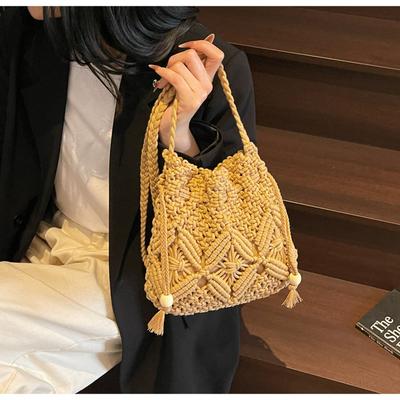 Urlaub am Meer Windseil gewebte Tasche Damen 2025 Frühling und Sommer neue Strandtasche Umhängetasche Bucket Bag gewebte Tasche