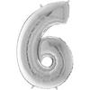Silver Number 6 Foil Balloon - 102 Cm Grabo