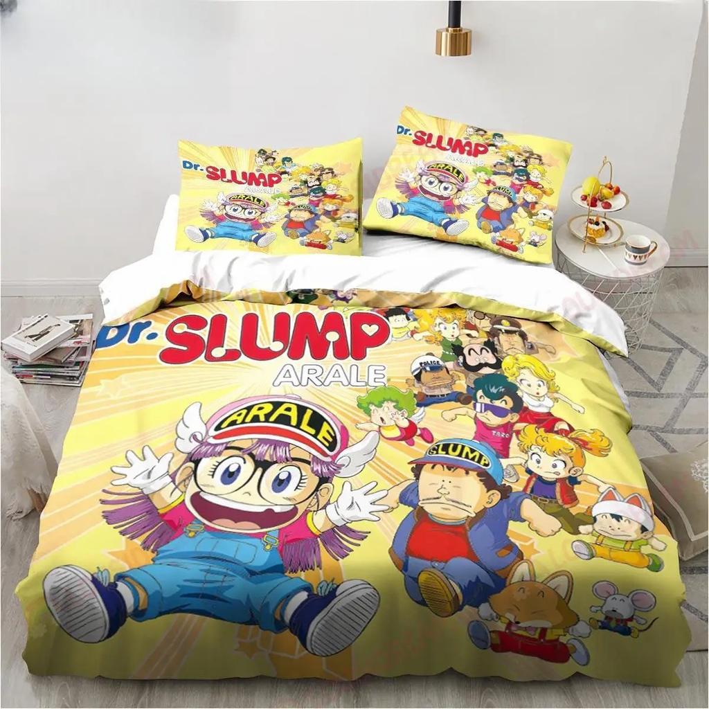 New Cute Cartoon DR Slump Arale Anime Bedding Set King Twin Double Microfiber Polyester Duvet Cover